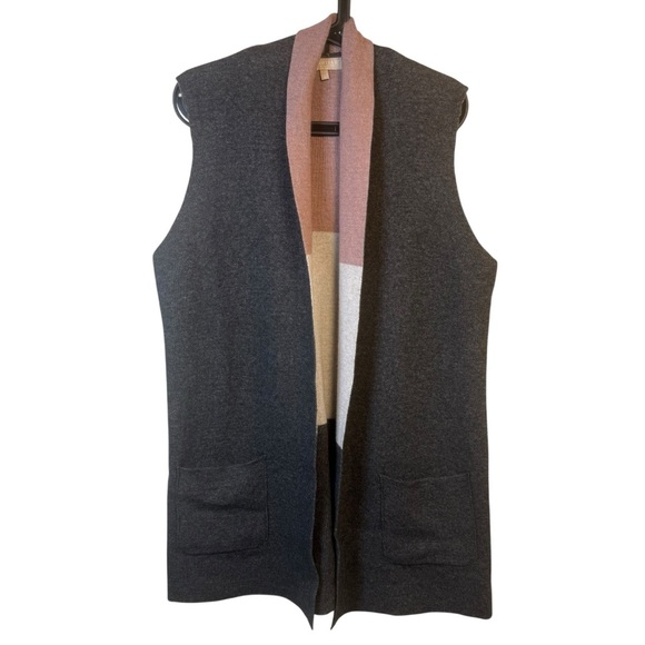 Benedetta B Merino Wool Cashmere Sleeveless Open Front Cardigan Duster - Picture 1 of 5